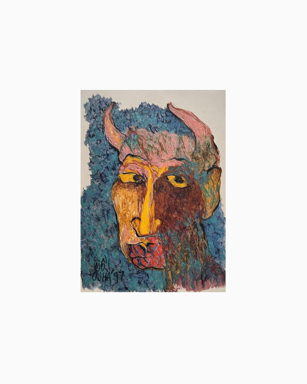 Horned Mask Head | Original Artwork